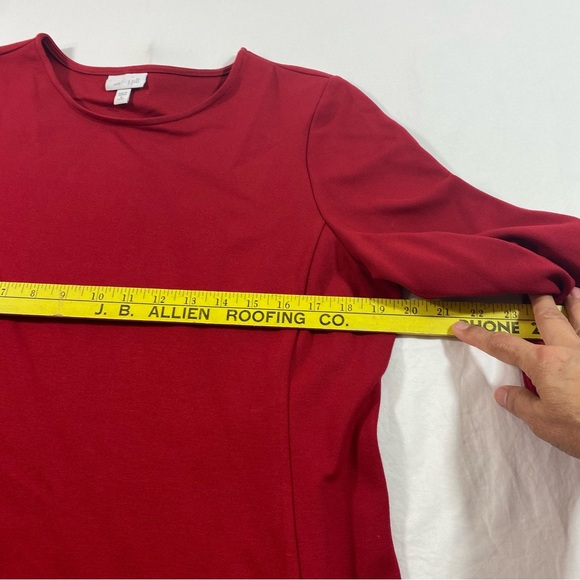 J. Jill Dress mini Woman’s Medium Feminine Modest  Long Sleeve Red Crew neck - Picture 3 of 6